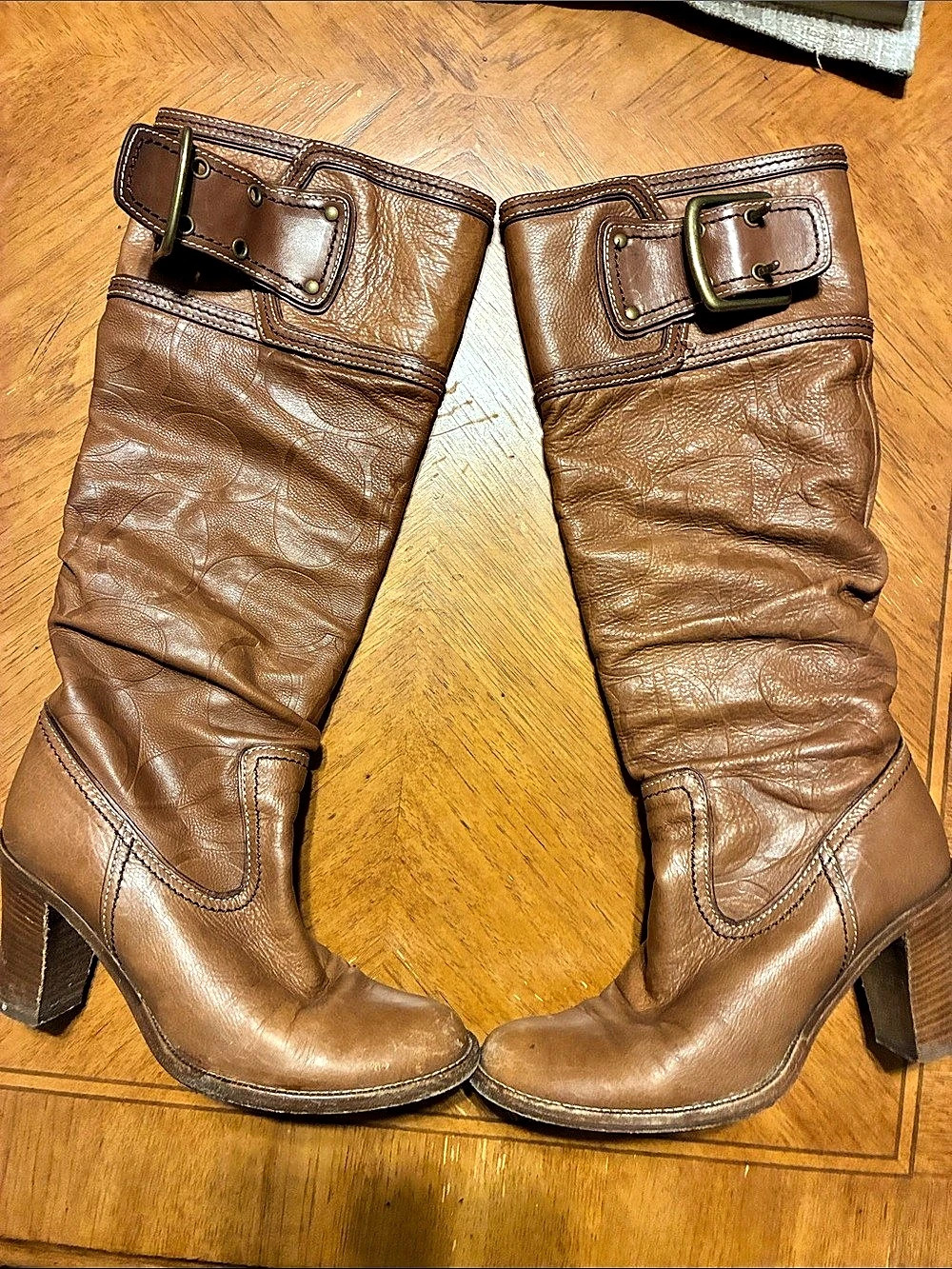 Coach Meredith Brown Leather Heeled Boots US 5 B